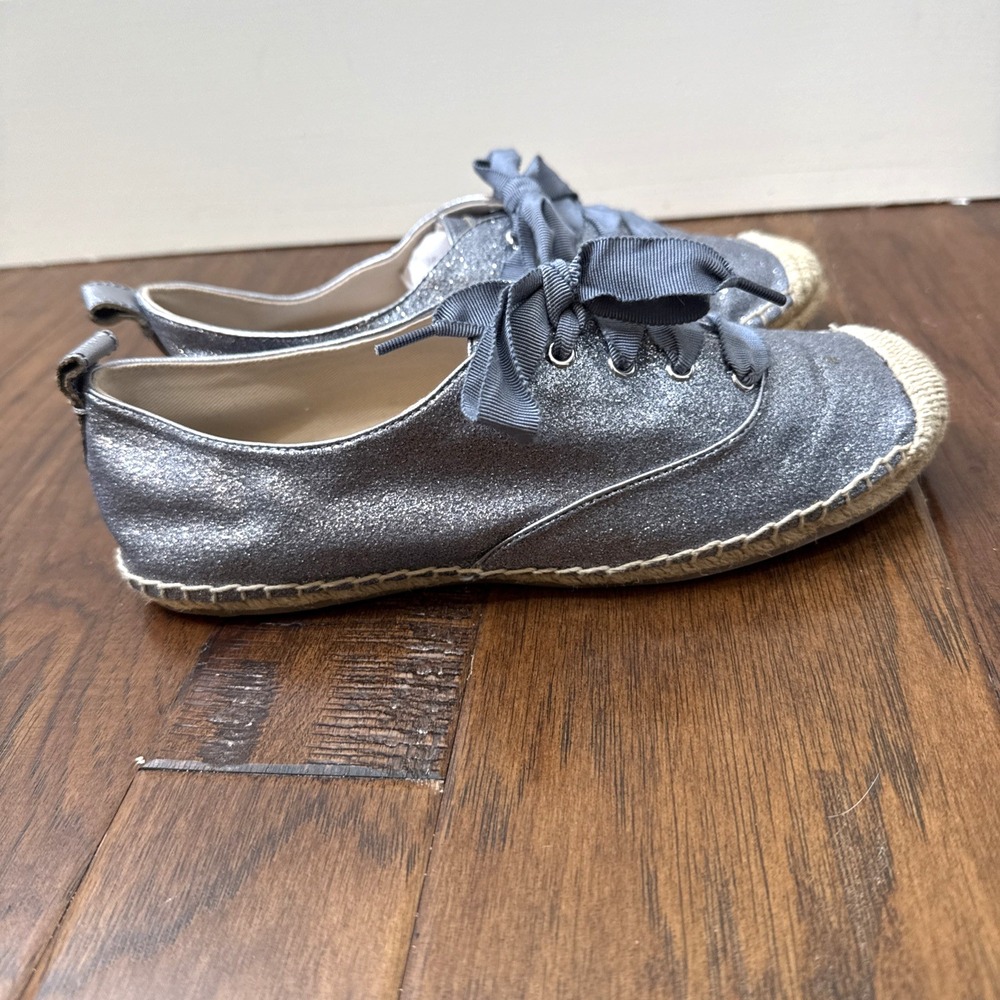 Coach Ramira Espadrille Shoes Glitter Lace Up Sneaker Blue Ribbon Coastal 6.5
